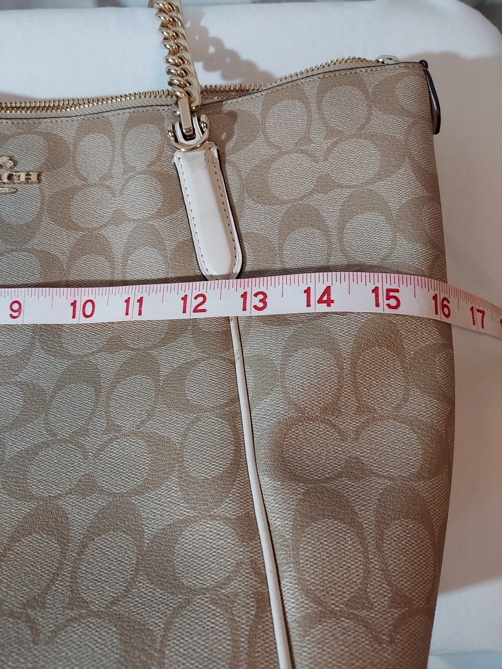 Coach Signature Ava Chain Tote & Matching Zip Wallet Set - Khaki/Chalk - Picture 10 of 14